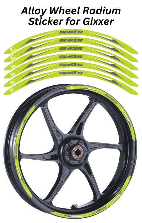 Alloy Wheel Radium Sticker Compatible with Gixxer | Made in Premium Radium with FPF (Fade Protection Film), Waterproof, Precut Sticker, Pack Of 12